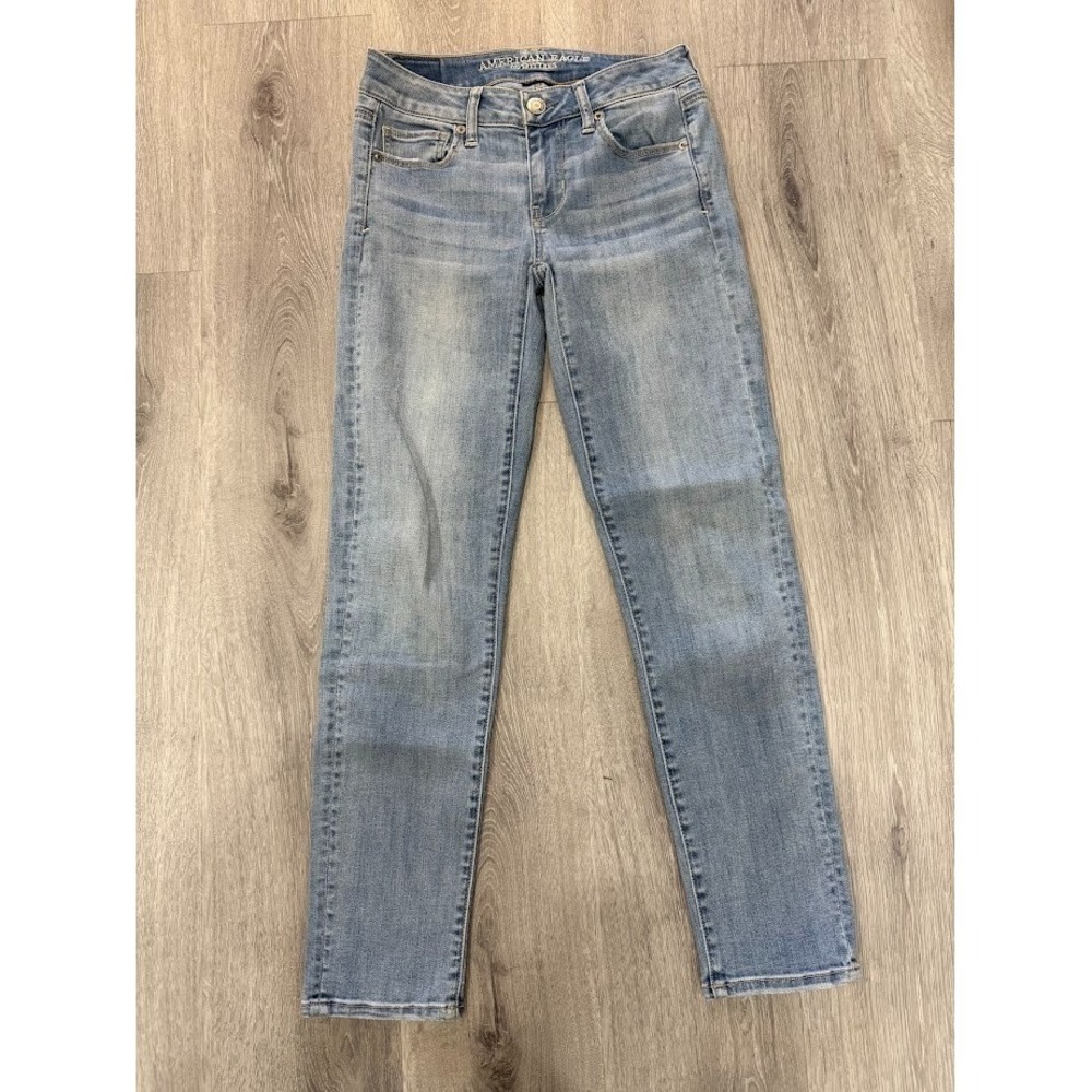 American‎ Eagle Skinny Jeans Womens 0 Short Light Wash Super Stretch X Denim